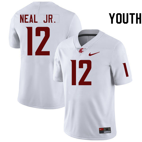 Youth #12 Leon Neal Jr. Washington State Cougars College Football Jerseys Stitched-White